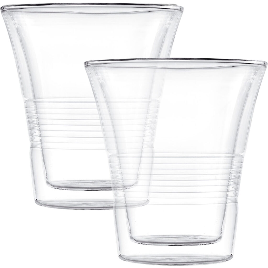 2er-Set edle Doppelwandgläser mit Riffelung, 330 ml