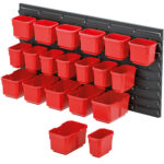 Werkzeugwand mit Werkzeugbehältern, schwarz/rot