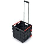 Einkaufstrolley mit Teleskopgriff, klappbar, schwarz-rot