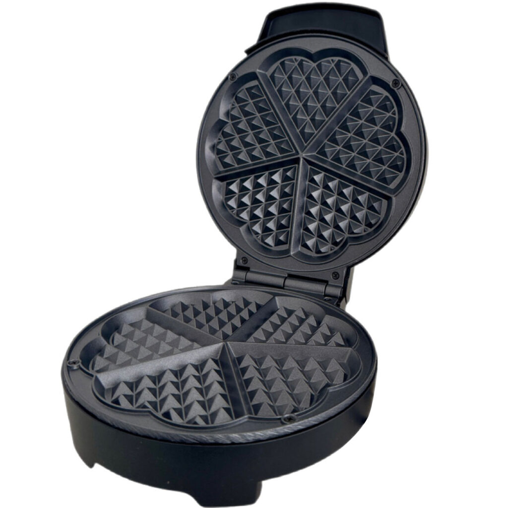 Herzform Waffeleisen aus Edelstahl, 1000 Watt
