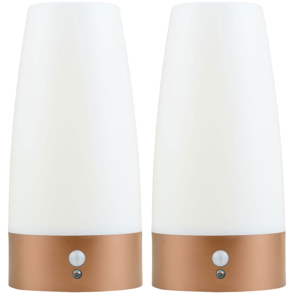 2er-Set LED-Tischlampe mit PIR-Bewegungs-Sensor, batterieben, warmweiss