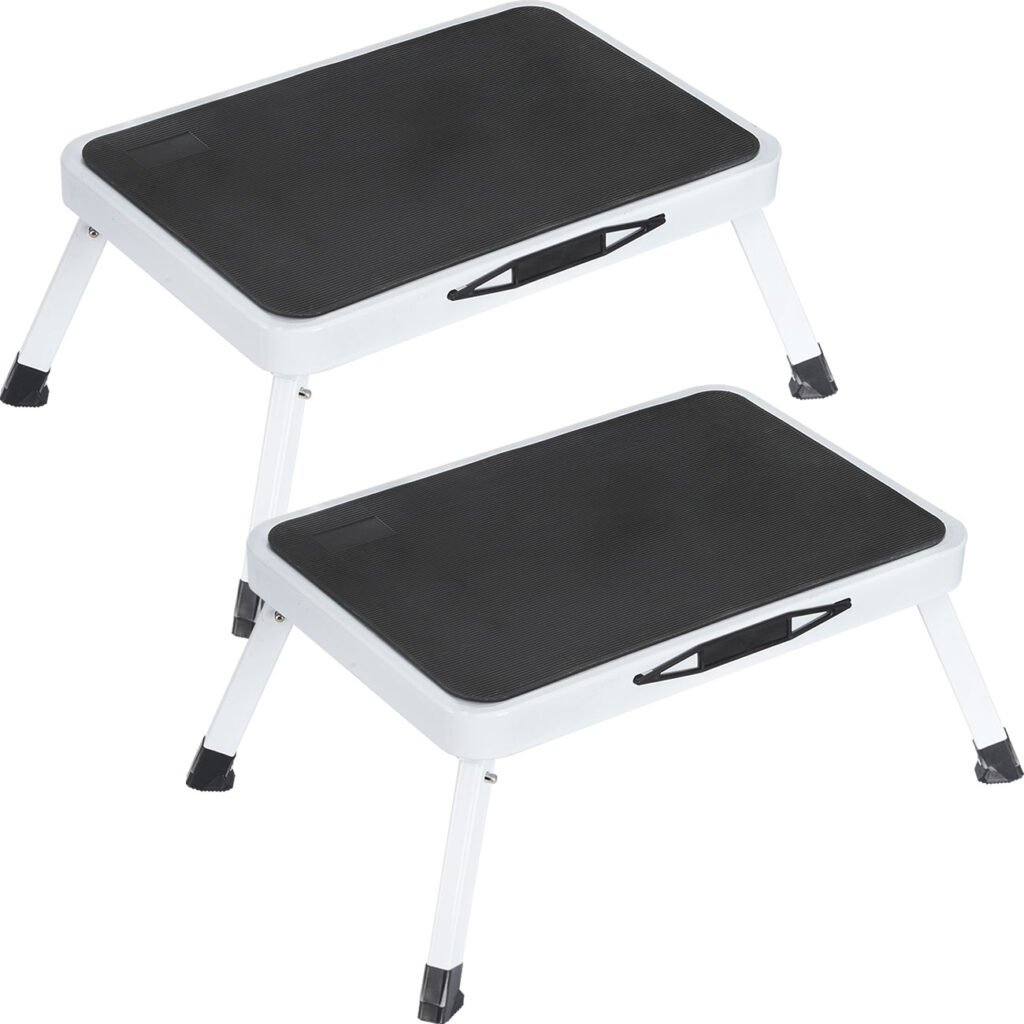 2er-Set Rutschfester Klapptritt aus Stahl, mit Sicherung, belastbar bis 150 kg