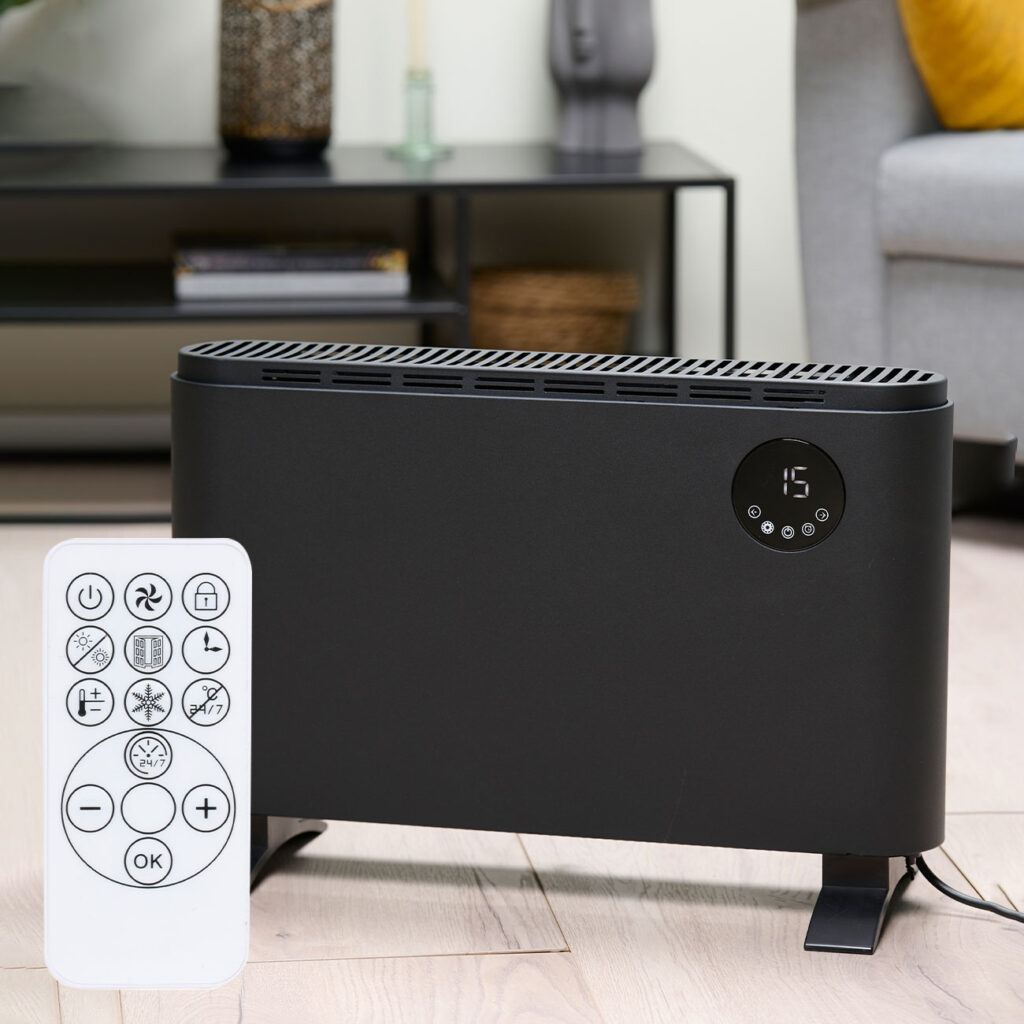 Konvektorheizung inkl. Fernbedienung 2000W, 2 Heizstufen & Turbofunktion, schwarz