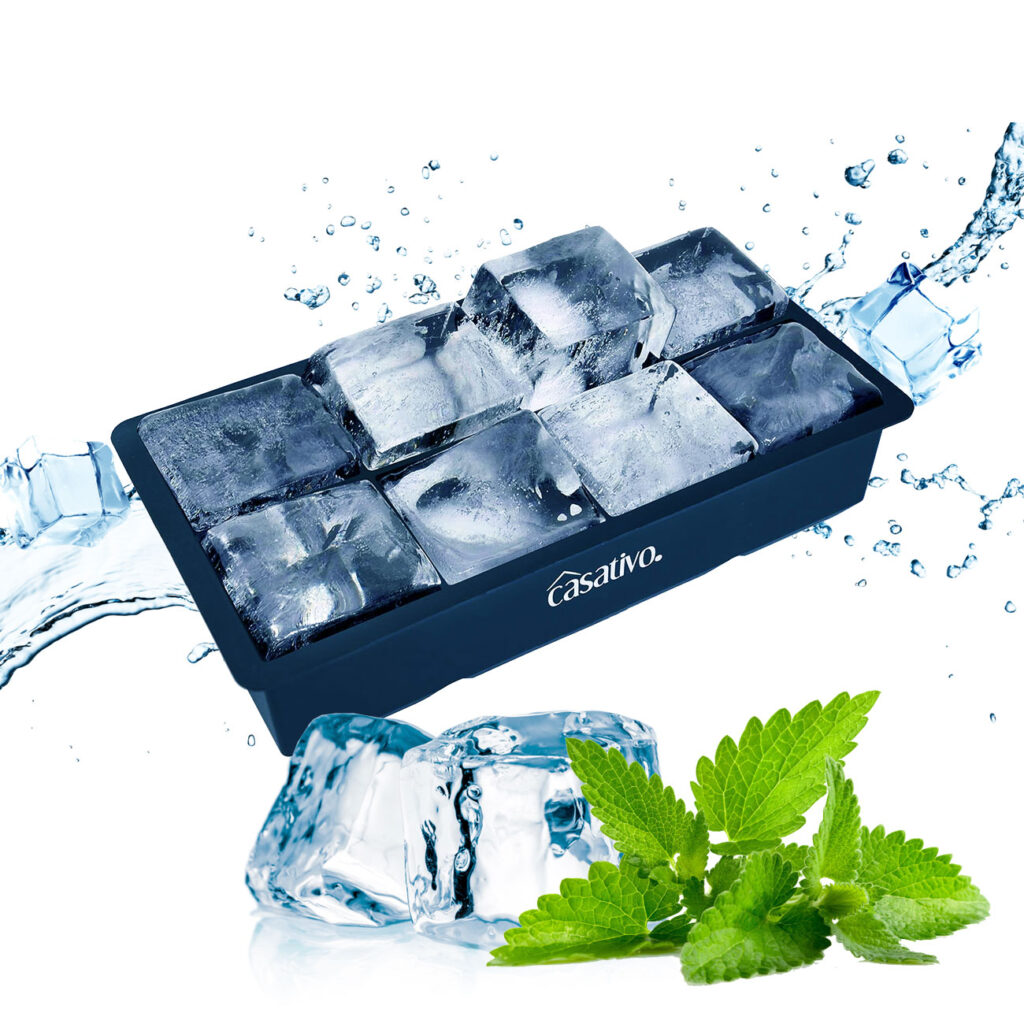 XXL Silikon Eiswürfelform 8-Fach, 5×5 cm, für 1 Liter