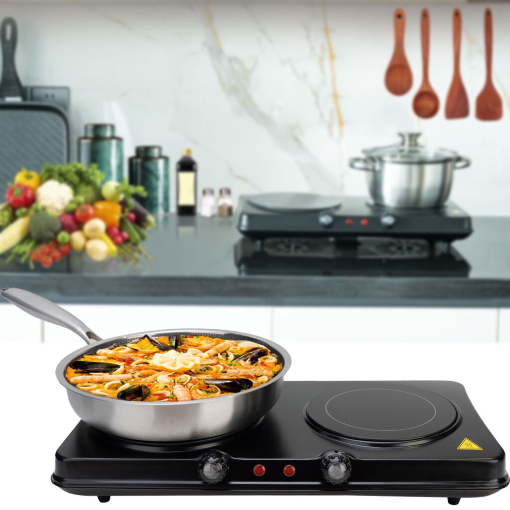 Glaskeramik Doppelkochplatte, 2 Kochzonen mit Ø 16,4 & 18,8 cm, 2.000 W