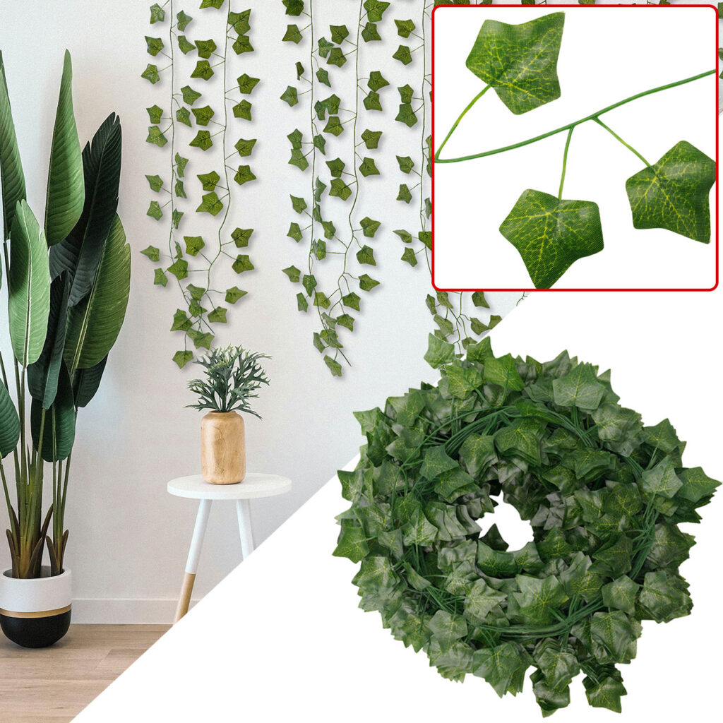 Efeu-Deko-Girlanden, 24er-Set, mit jeweils 2,2 m Länge und 81 Blättern