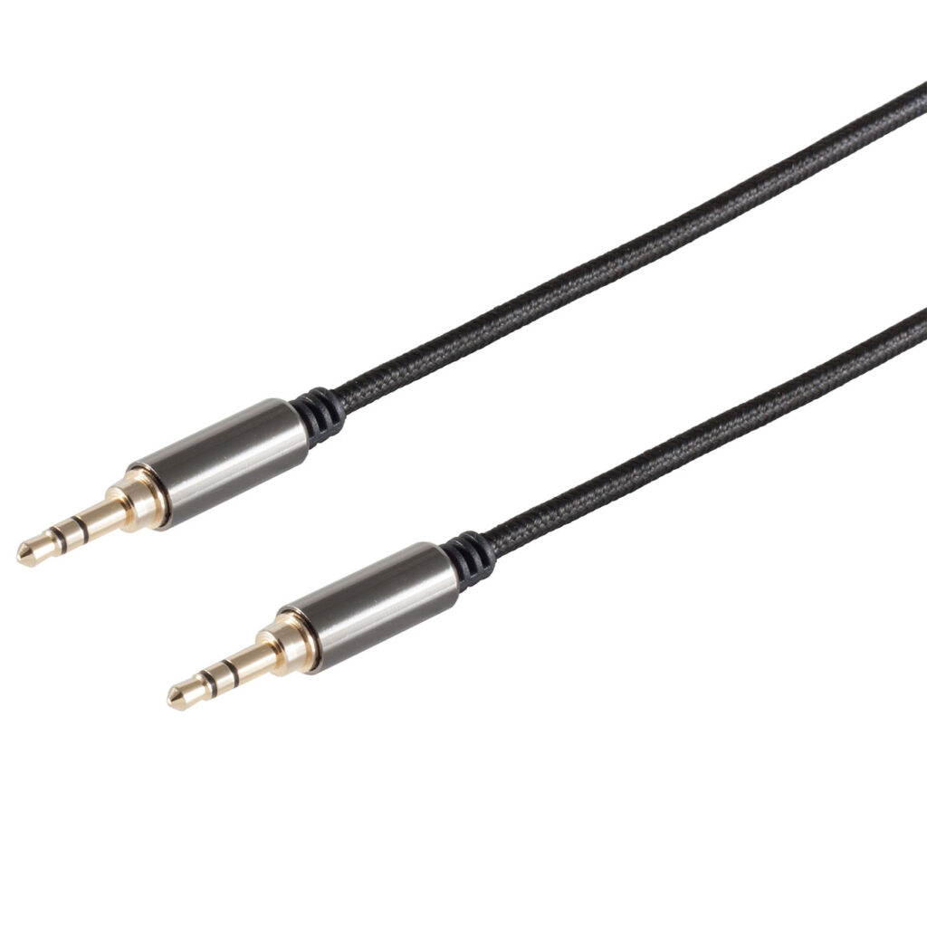 Premium-Stereokabel 3,5mm Klinke auf Klinke, vergoldet, Textil, 2,5m  