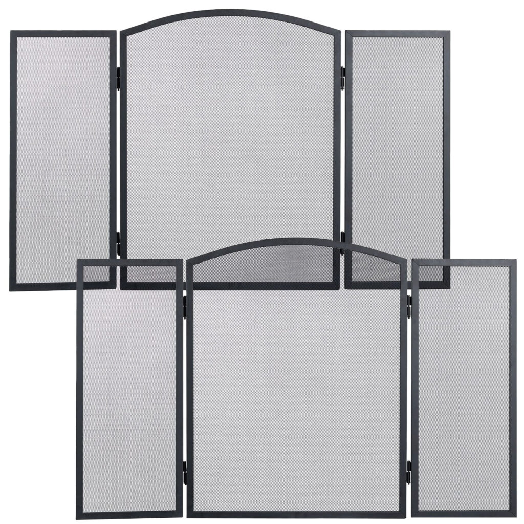 Funkenschutzgitter aus Metall, dreiteilig, 2er-Set Kaminschutz, 62 x 96 cm