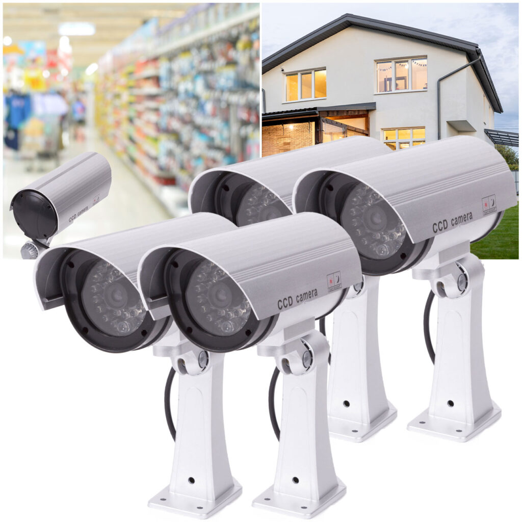 Überwachungskamera-Attrappe mit Signal LED, 4er Set