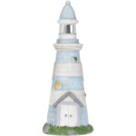 Solarlampe Leuchtturm, blau, Dekofigur Leuchtturm, für Balkon oder Garten, H 58 cm