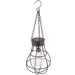 Solar-Pendelleuchte aus Metall, industrieller Look, inkl. Haken, 18,5 x 18,5 x 27 cm