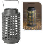 Solar-Laterne, zum Aufstellen oder Aufhängen, Metall, grau, Höhe 23 cm