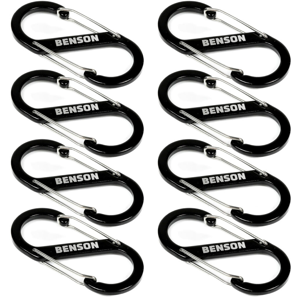 8er Set Doppel Karabinerhaken, S-Clip, 4 x 9 cm 8er Set Doppel Karabinerhaken, S-Clip, 4 x 9 cm