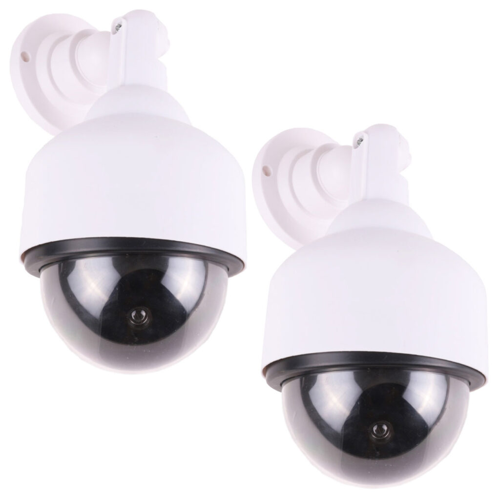 2er-Set Überwachungskamera Attrappe mit roter Betriebs-LED, Kamera Dummy
