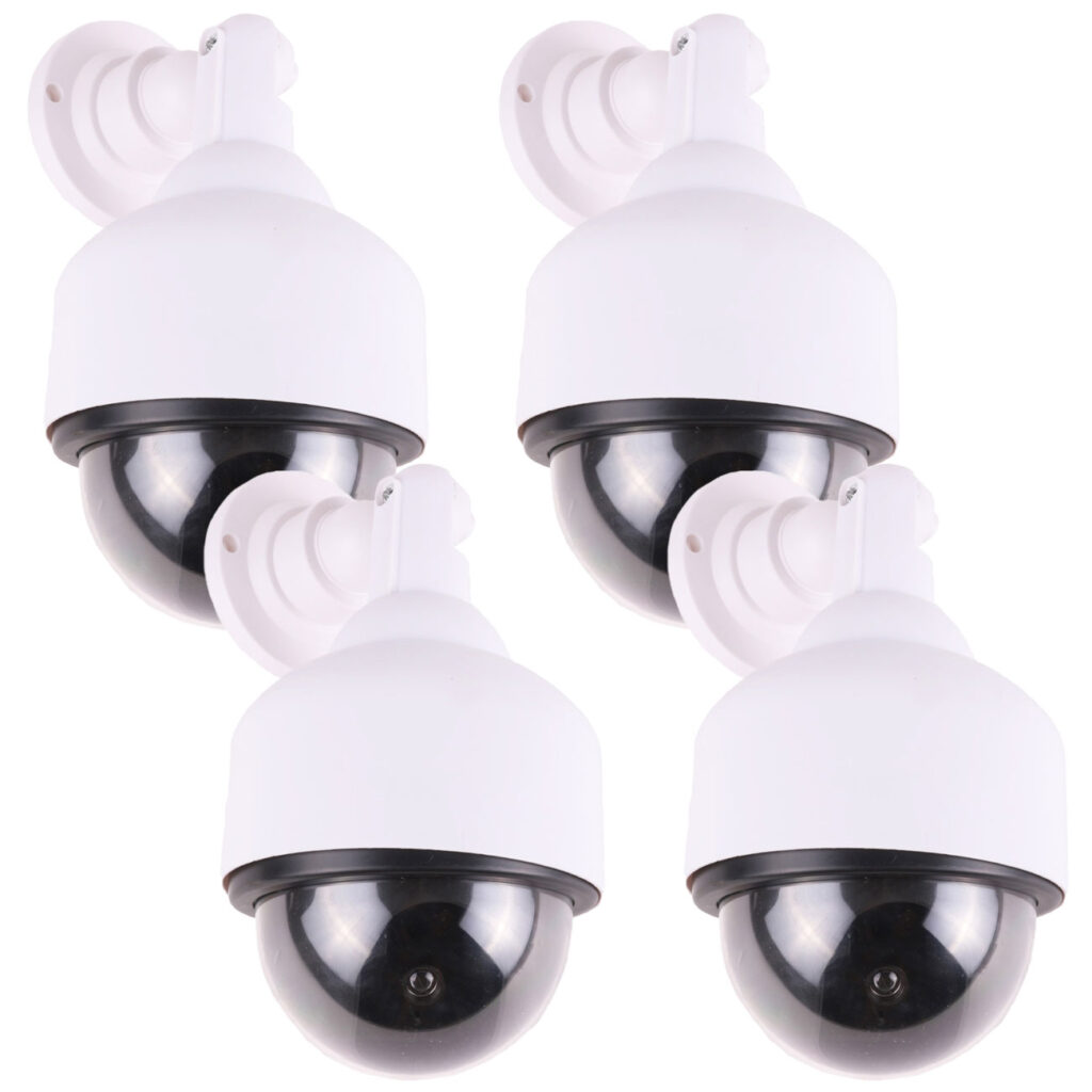 4er-Set Überwachungskamera Attrappe mit roter Betriebs-LED, Kamera Dummy
