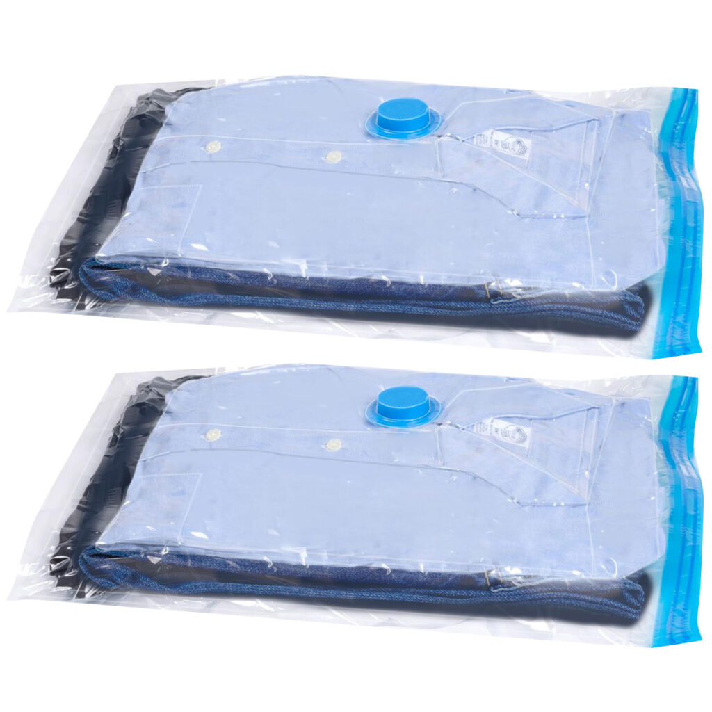 Vakuum-Beutel mit Klipp-Verschluss, 2er-Set Kunststoffbeutel Kompression, 45 x 60 cm