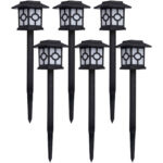 Solarlampen 6er-Set Dämmerungssensor, Gartenleuchten mit Erdspiess, je 8,5 x 8,5 x 37 cm