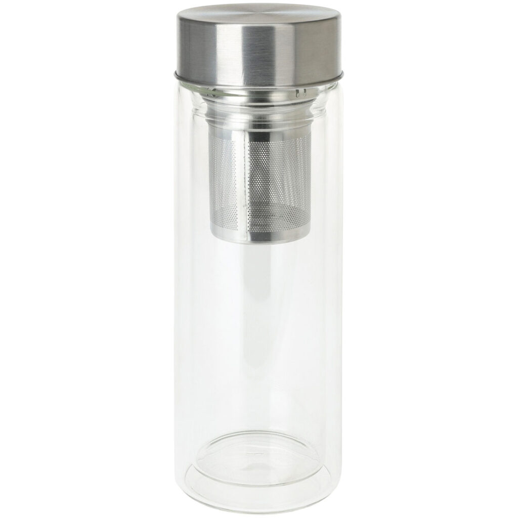 Glas-Trinkflasche mit Siebeinsatz Glas-Trinkflasche mit Siebeinsatz