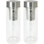 2er-Set Glas-Trinkflasche mit Siebeinsatz