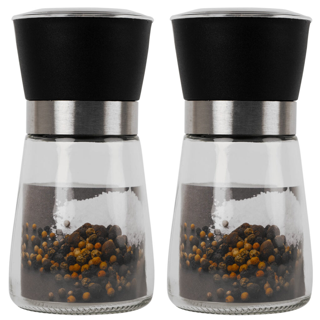 2er-Set Gewürzmühle mit Keramik-Mahlwerk, Salz- und Pfeffermühle, 13 cm