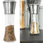 Manuelle Pfeffermühle mit Keramik-Mahlwerk, Glas und Edelstahldeckel, 19 cm Manuelle Pfeffermühle mit Keramik-Mahlwerk, Glas und Edelstahldeckel, 19 cm