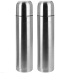2er-Set Edelstahl-Isolierflasche mit Becher im Deckel 1,0 l