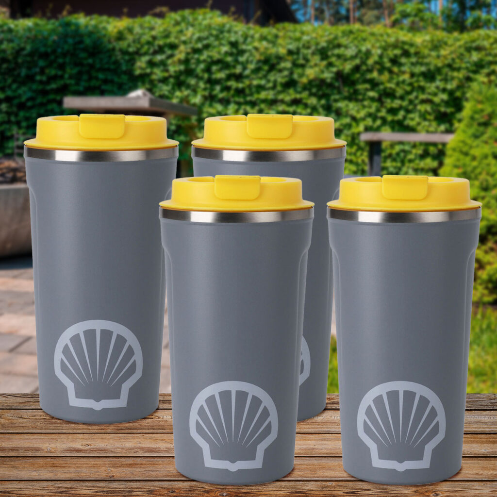 4er-Set Trinkbecher mit Isolierfunktion, Kunststoffdeckel, Edelstahl, 500 ml