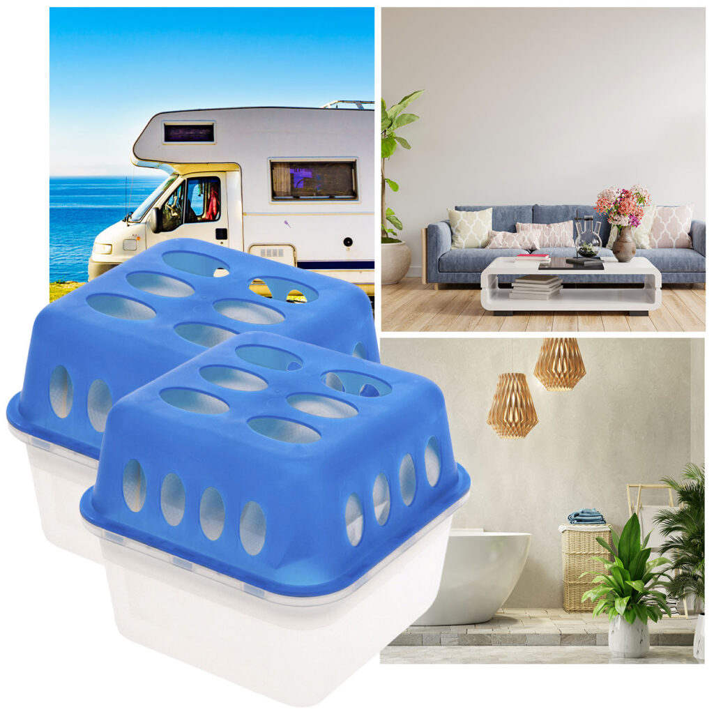 2er-Set Luft-Entfeuchter inkl. zwei Granulat-Beutel, Feuchtigkeits-Stopper