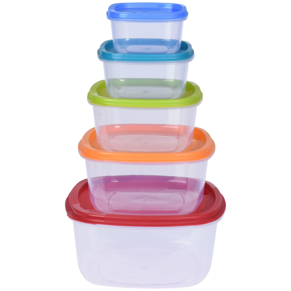 5er-Set Vorratsdosen in unterschiedlichen Grössen, mehrfarbig, mit Deckel