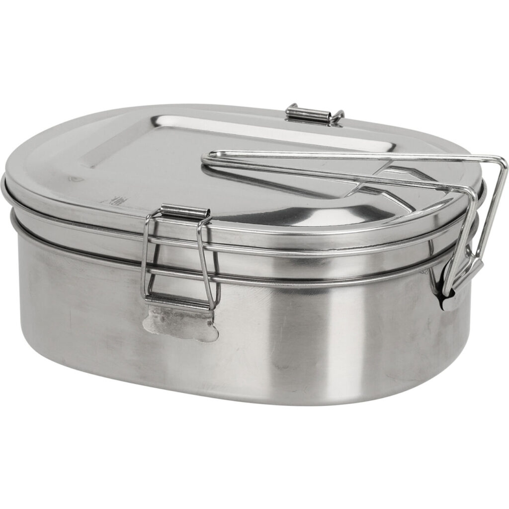 Lunchbox aus Edelstahl, inkl. Deckel und Haltegriff, 18 x 14x 7,5 cm