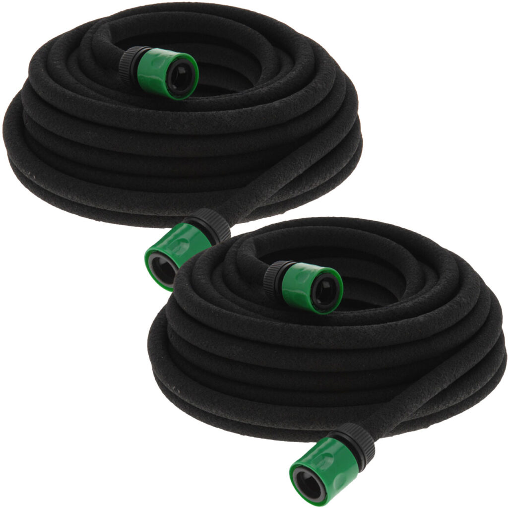 2er-Set Tropfschlauch zur Gartenbewässerung, Schnellanschluss, 15 m