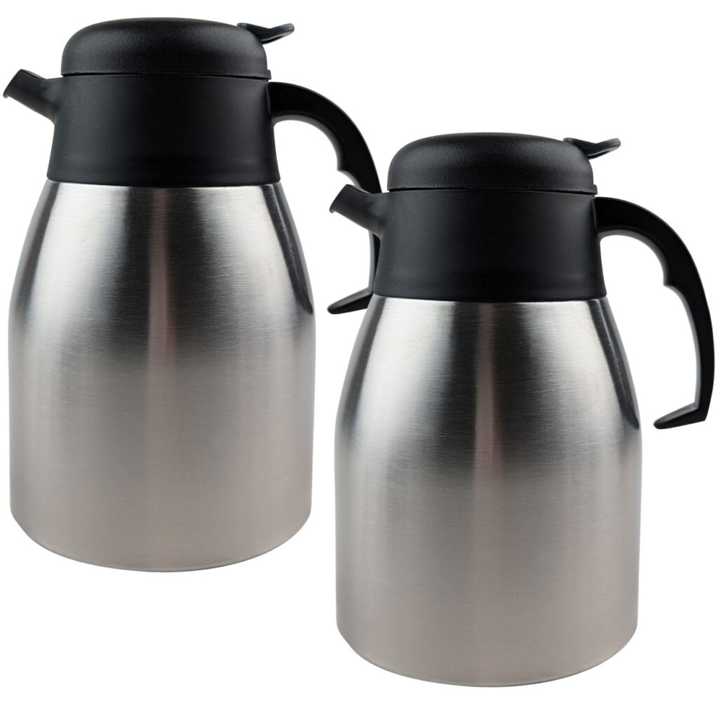 2er-Set Doppelwandige Isolierkanne, Edelstahl, 1,5 l