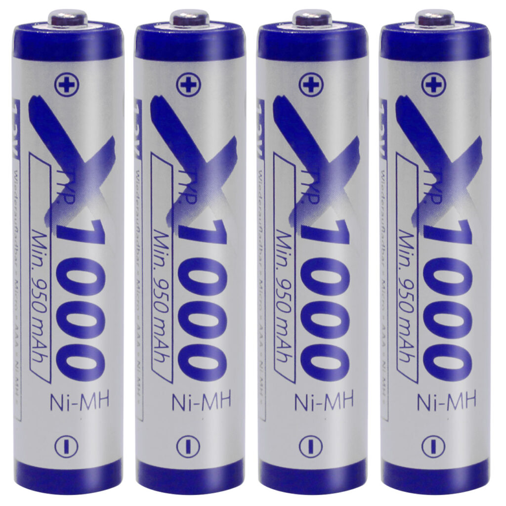 4er-Set Akkus Typ AAA (Micro), Ni-MH, 1,2V / 1000mAh