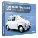 Adventskalender, Modellauto FIAT Nuova 500, Podest mit Soundmodul, Begleitbuch