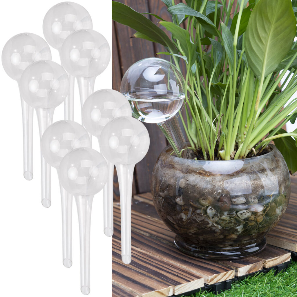 8er-Set Bewässerungskugeln aus Glas, transparent, Ø 6 x H 15 cm