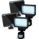 2er-Set LED-Wand-Fluter mit Solarpanel und Bewegungssensor, 600 Lumen, 12 W