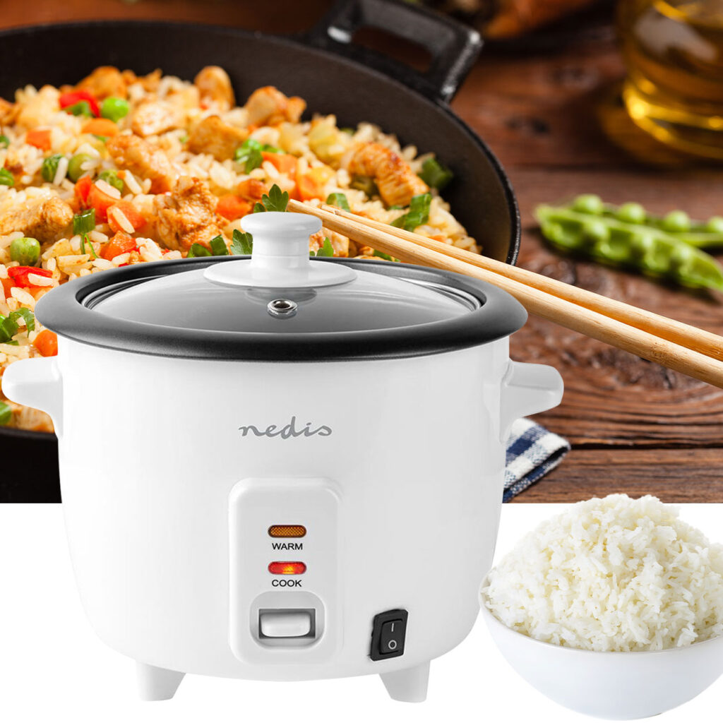 Automatischer Reiskocher mit Dampfgarer-Einsatz, 0,6 l,  300 W, antihaftbeschichtet