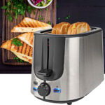 Moderner Edelstahl-Toaster, 7 Röststufen, Brötchenaufsatz, Defrosterfunktion, 1000 W
