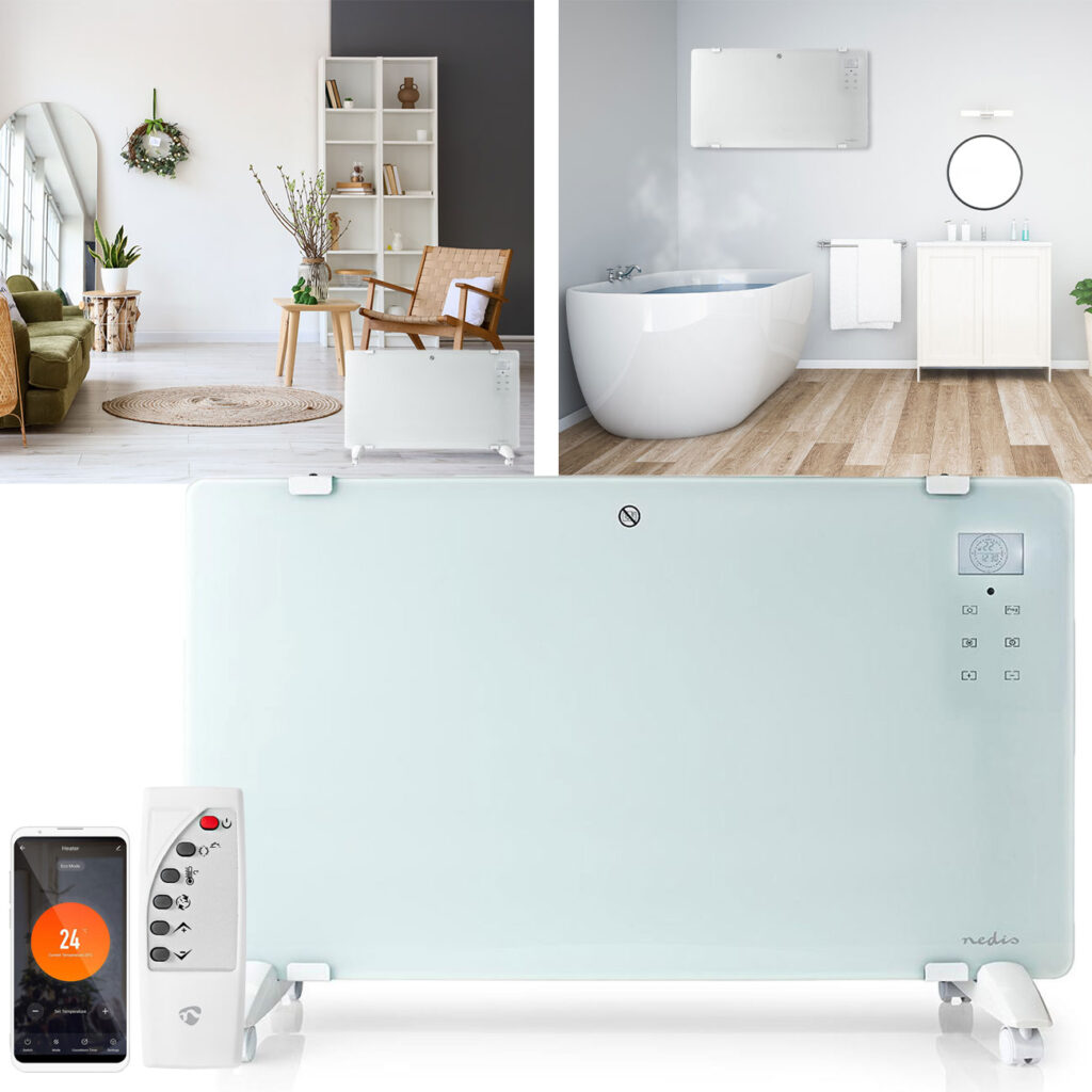 WLAN-Smart-Konvektor-Heizung, mit App, für Google Home/Amazon Alexa, IP24, 2.000 Watt