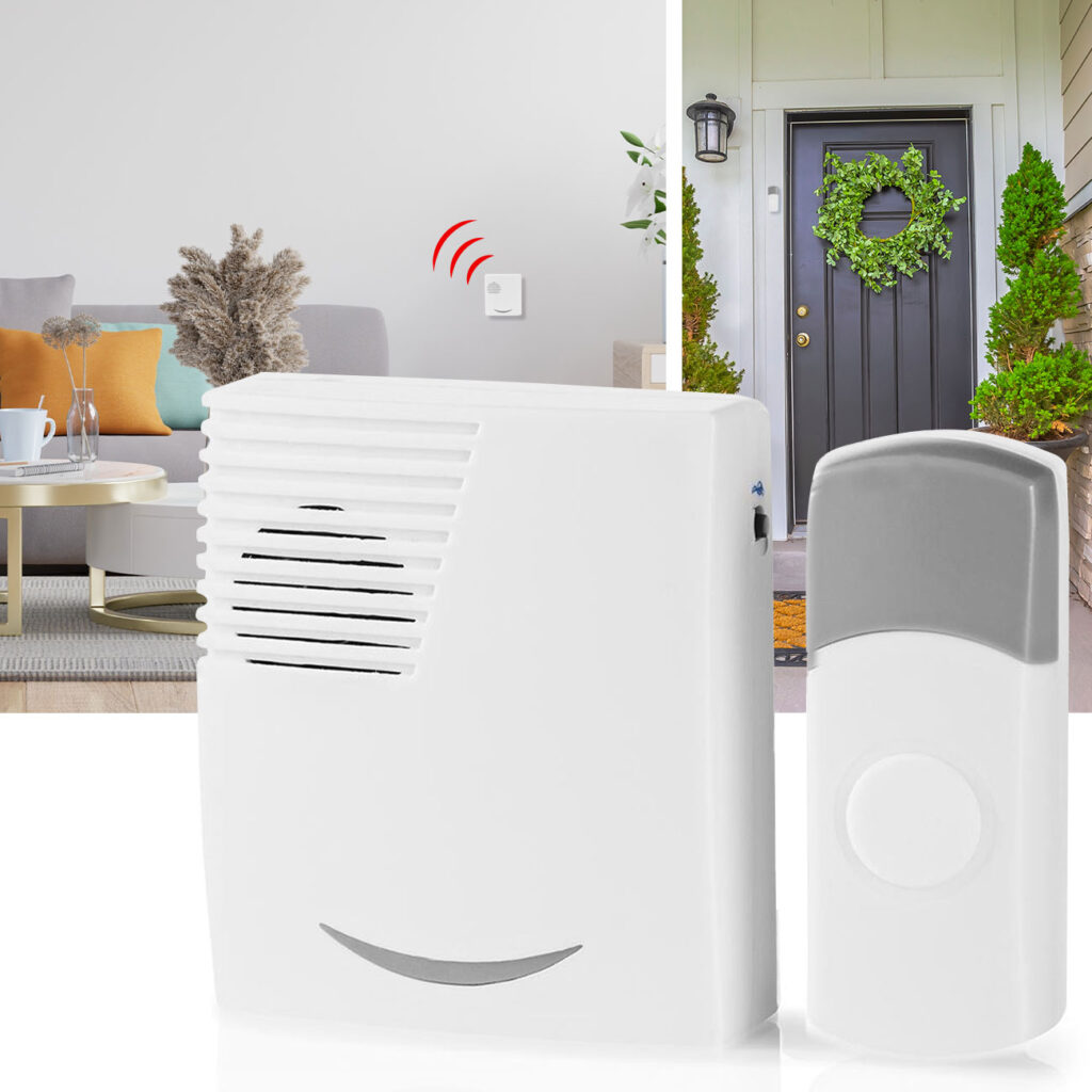Drahtlose Türklingel mit 36 Melodien, weiss und grau, batteriebetrieben
