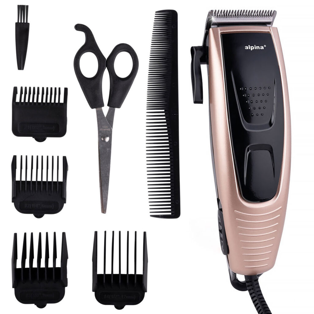 Elektrischer Bart- und Haarschneider inkl. 4 Aufsätze, Scheere und Kamm