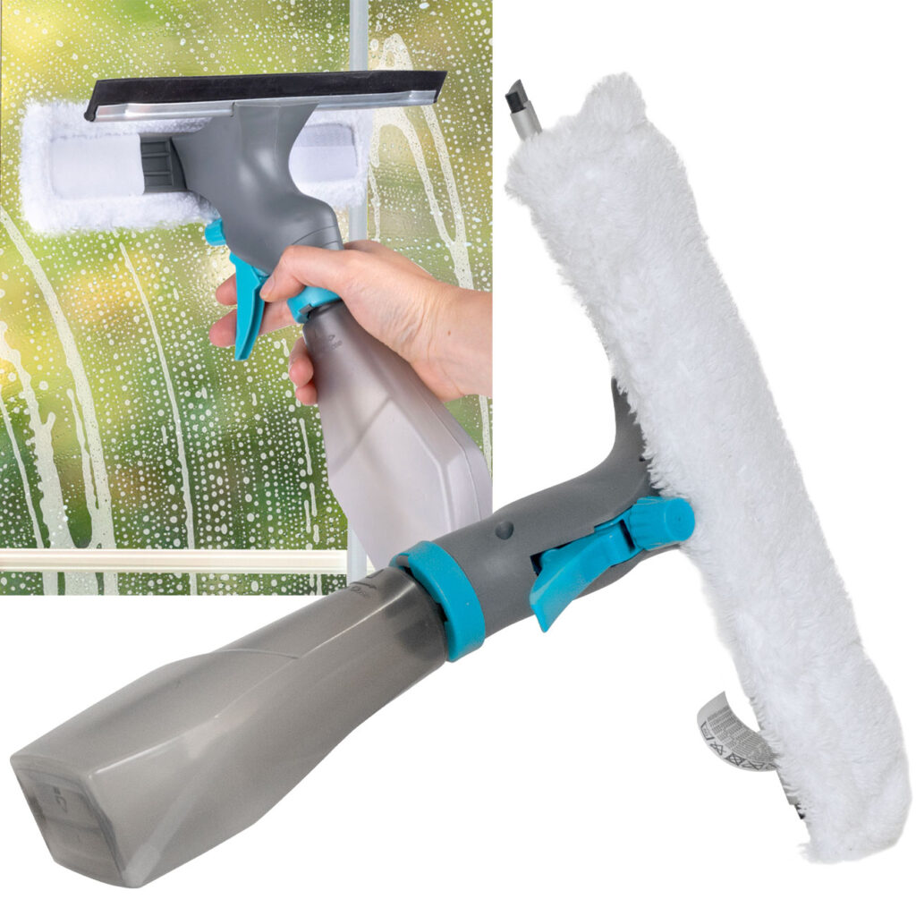 Fensterreiniger mit Sprühfunktion und Mikrofaserreinigungsbezug