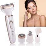 Elektrischer Rasierer für Frauen, mit 4 Aufsätzen für unterschiedliche Körperregionen
