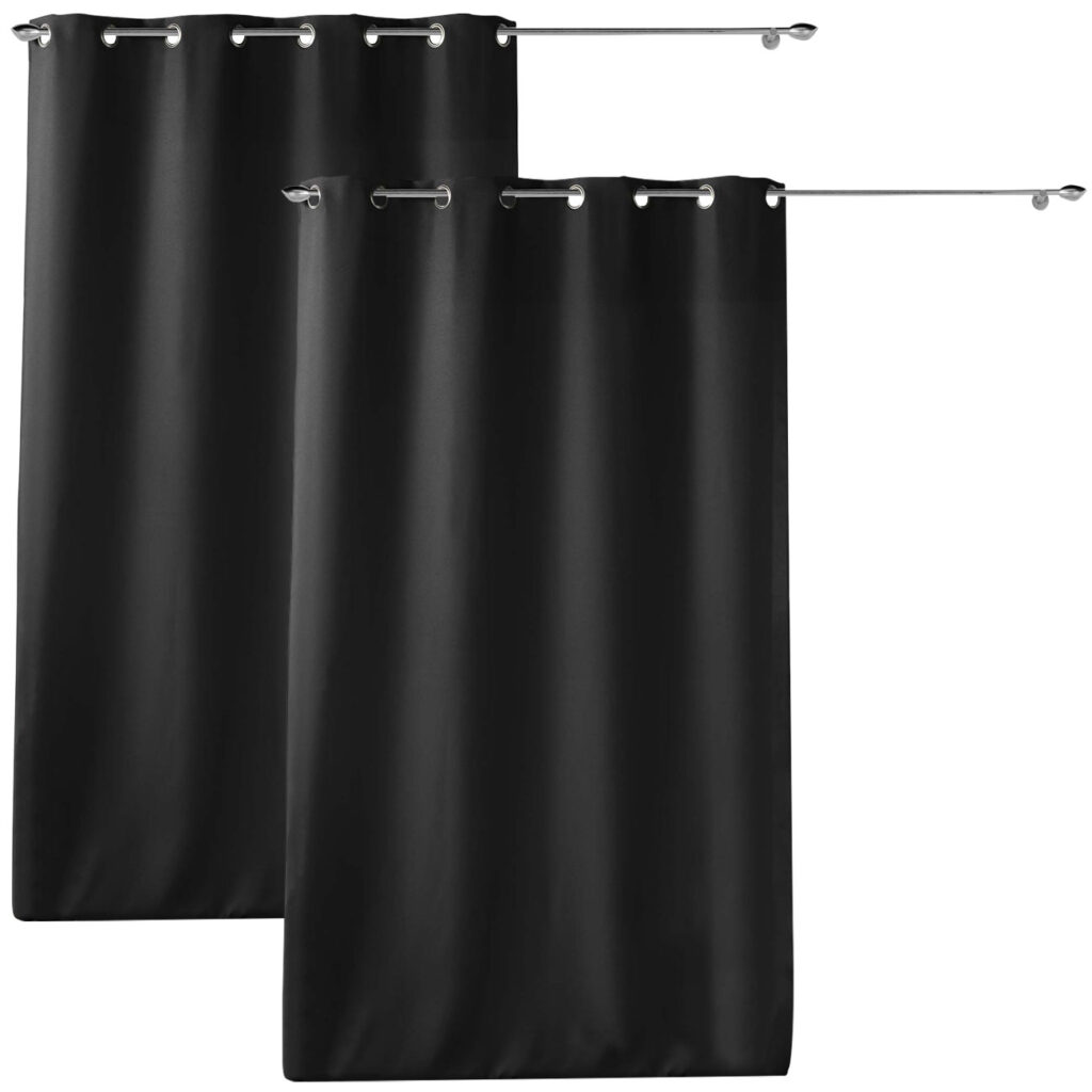 2er-Set Vorhang mit Ösen, 140 x 260 cm, Polyester, schwarz