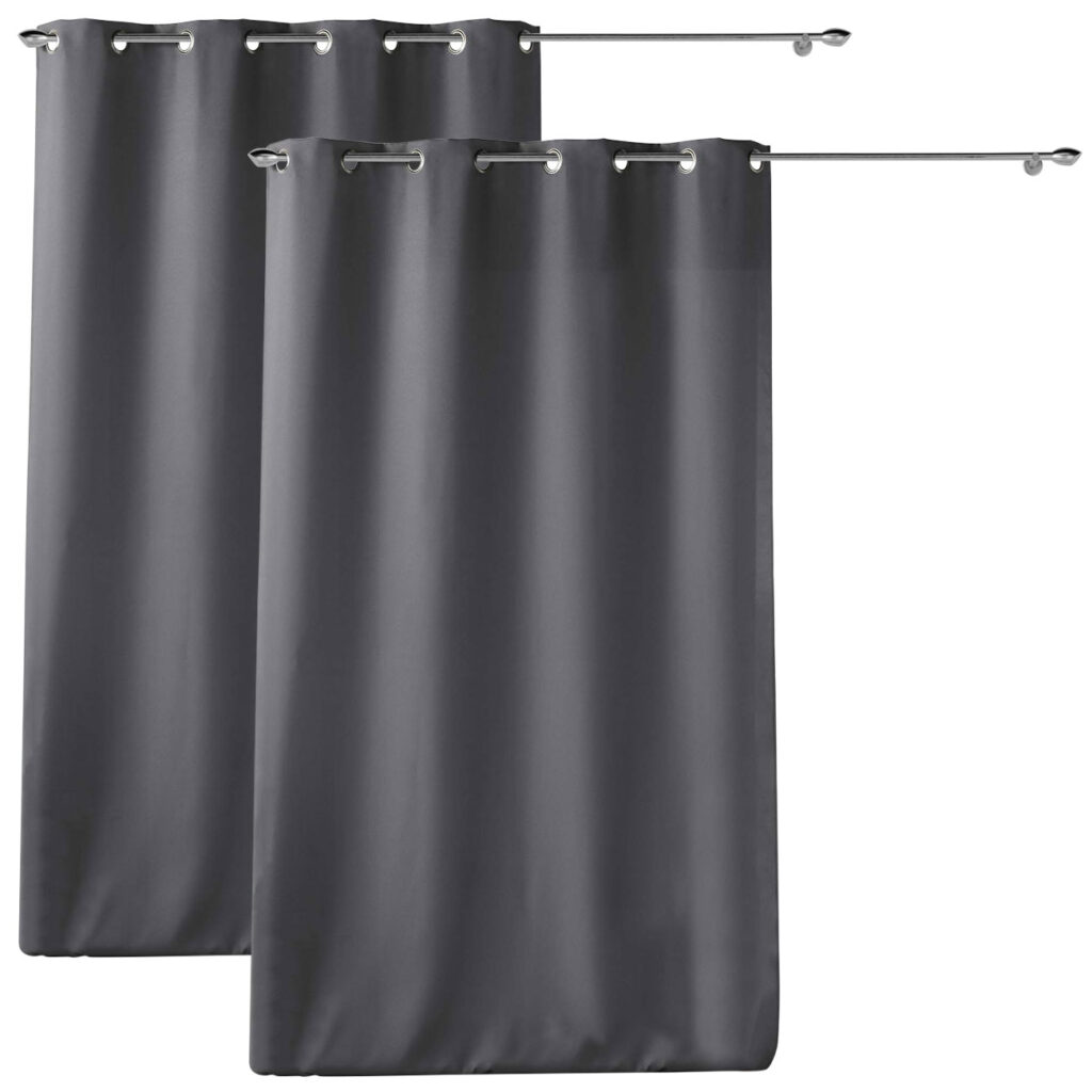 2er-Set Vorhang mit Ösen, 140 x 260 cm, Polyester, anthrazit