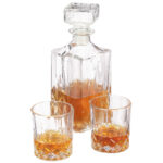Whiskey Set, Glaskaraffe 1l, zwei Whiskeygläser