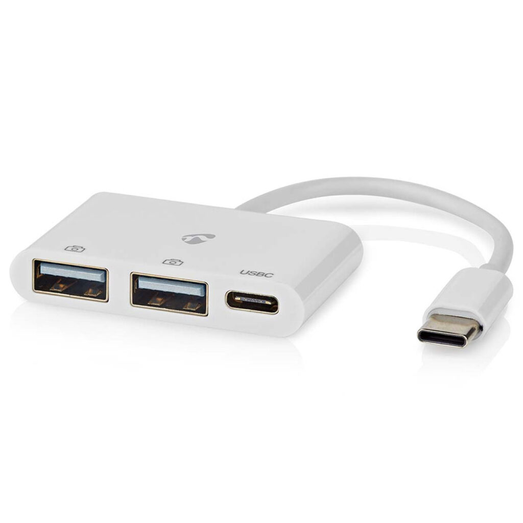 USB-C Hub, Multiport Adapter, 2x USB-A, USB-C, Dockingstation, 480 Mbit/s