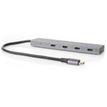 4 Port USB-C Hub, USB-C male auf 4 USB-C female, 1x PD3.0, Aluminiumgehäuse