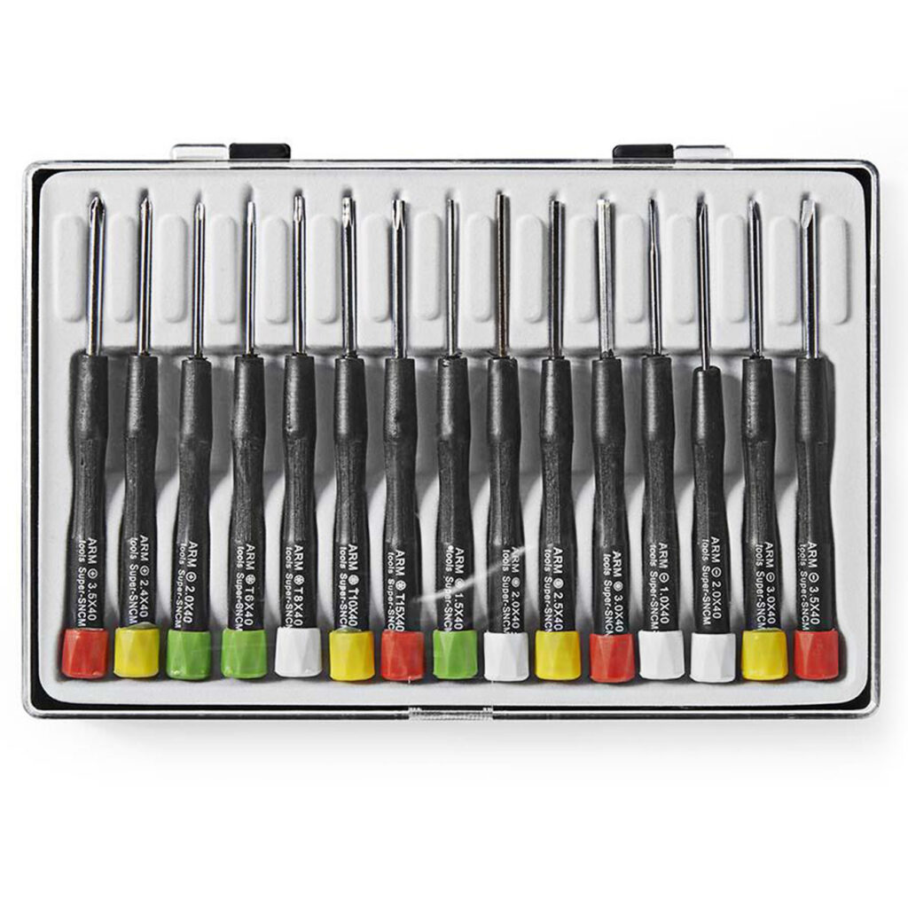 Präzisions-Schraubendreher-Set mit Etui, 15-teilig, Torx, Schlitz, Kreuz, Sechskant
