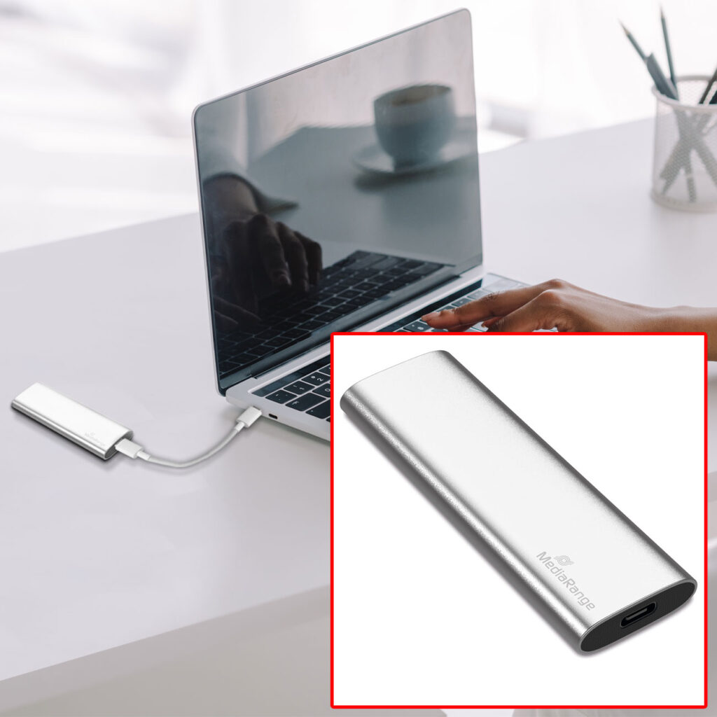Externes Laufwerk, USB Type-C Solid State Laufwerk, 120 GB, silber